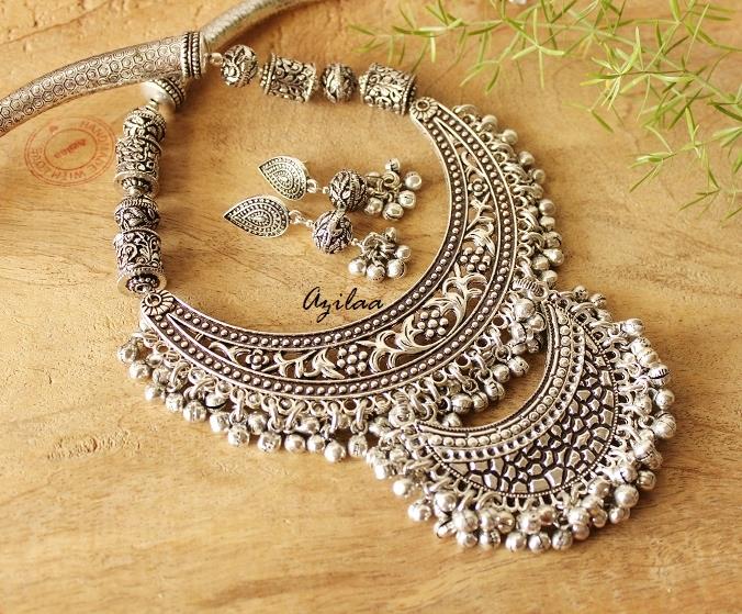 Ethnic and Antique Gold Plated Necklace and earrings Set for Women and Girls Womens Trendz Handmade Jewellery Combo Pack of Two Traditional