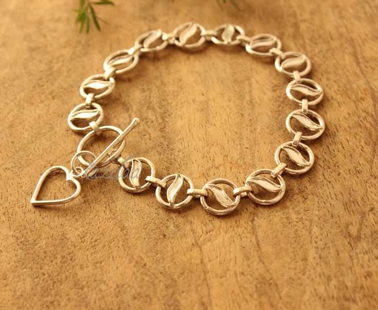 Designer sterling silver handmade heart charm bracelet