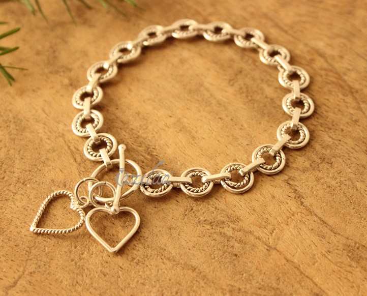 Heart Charm Silver Bracelet  Shop Silver Bracelet Online