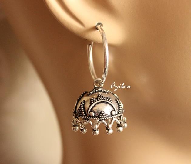 JHUMKI Sterling silver gemstone hoop earrings