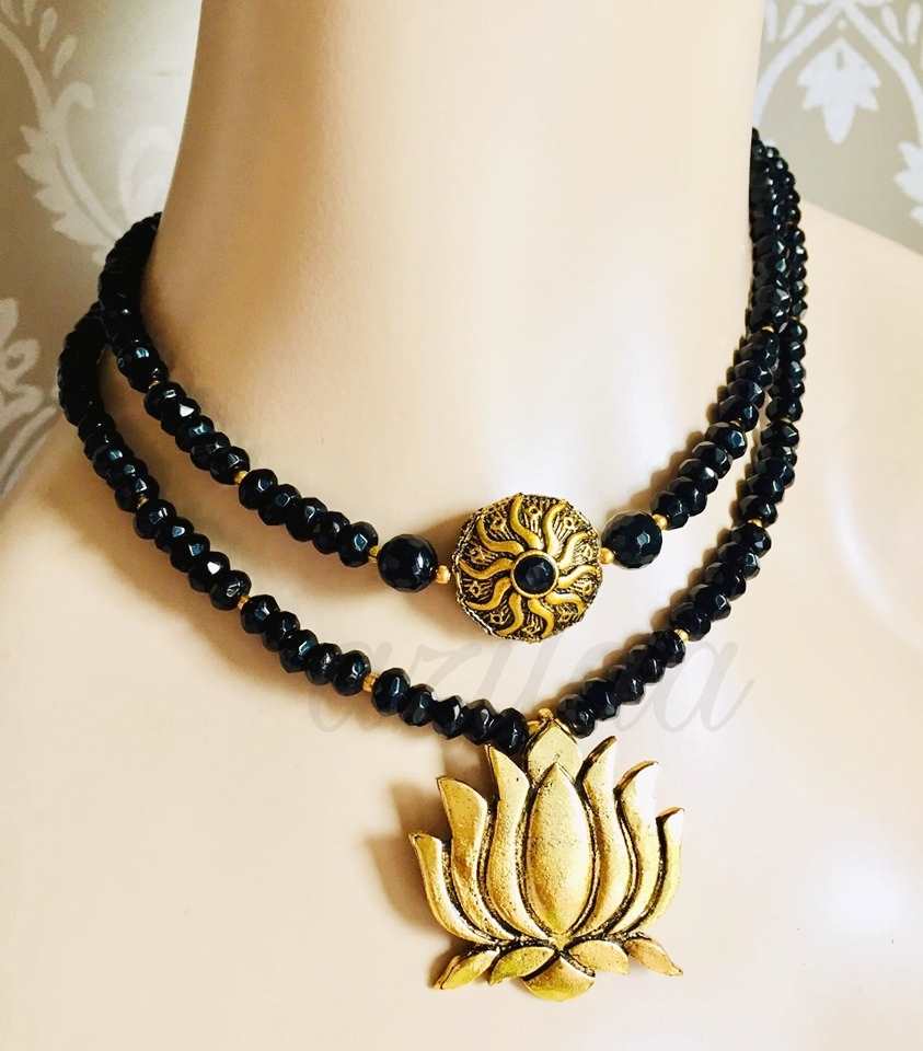 Buy The Black Layered Choker with Black Bead | JaeBee Jewelry