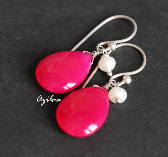 Pink chalcedony earrings store