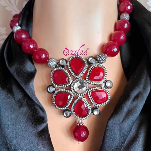 Maroon statement necklace best sale