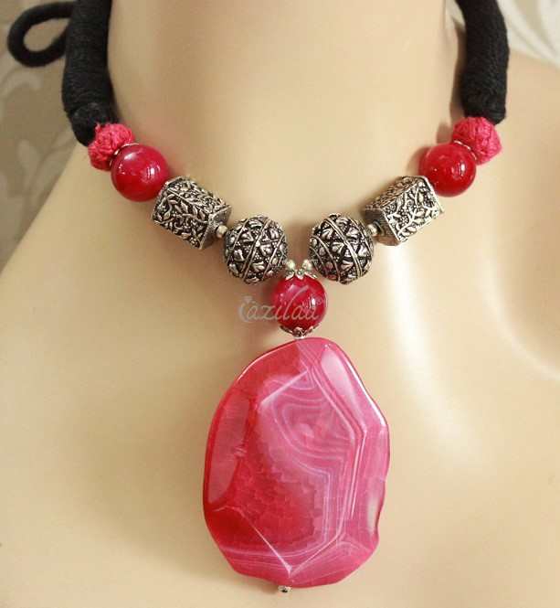 Pink Coral Statement Necklace handmade Statement necklace 17/"