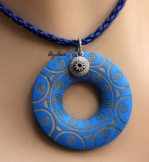 Tribal style Blue Pendant cord necklace at ₹495