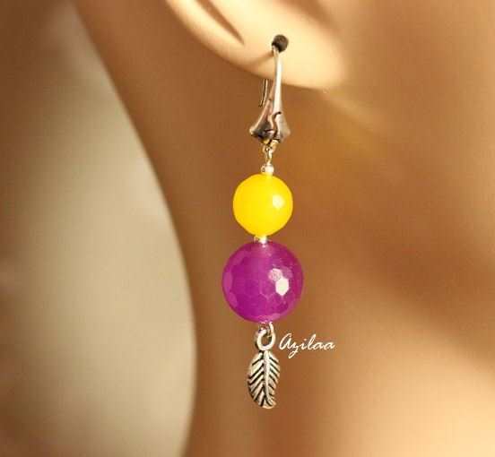 Agate gemstone purple handmade necklace set