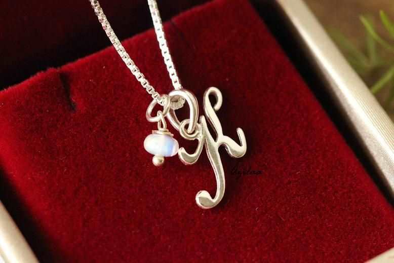 Charm K Initial Sterling silver moonstone birthstone Pendant at ₹1950 ...