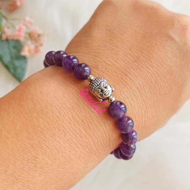 Amethyst Buddha Peace charm bracelet 