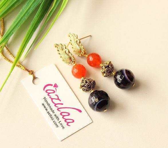 Antique Gold Statement peacock handmade earrings