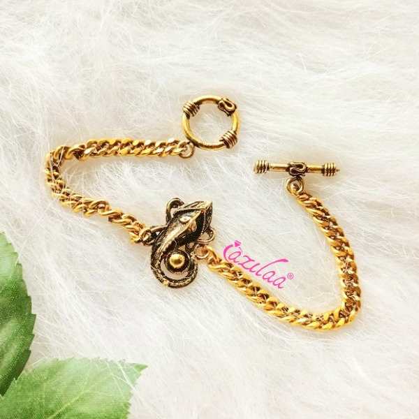 Antique golden ganesha Green bracelet 02