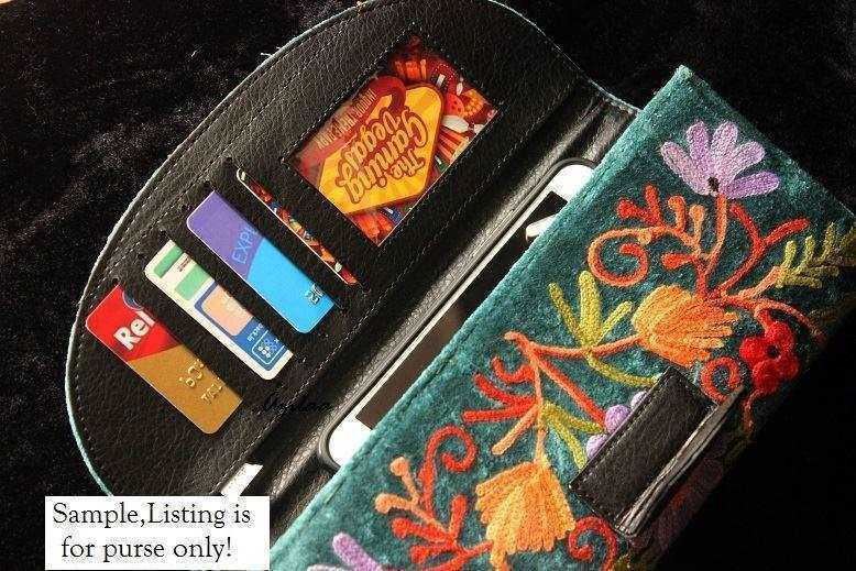Artisan Black Handmade velvet embriodery Clutch Purse