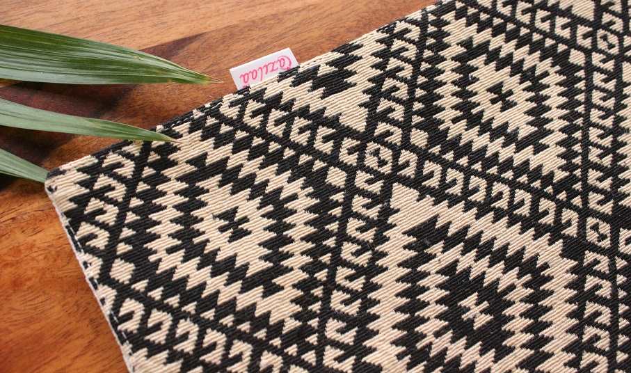 Black Aztec pattern cotton handloom handmade 1 table runner