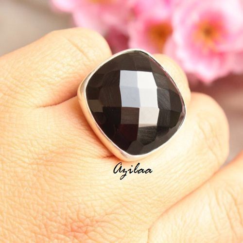 Black Onyx Rock Star sterling silver gemstone handmade ring