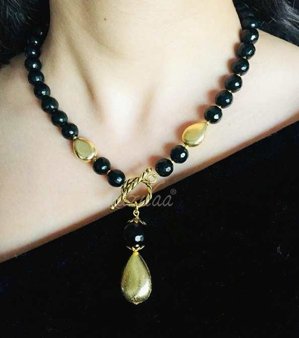 Black necklace earrings Antique gold necklace set