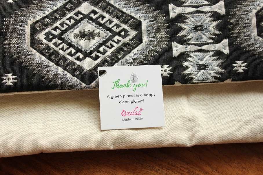 Black white geometric handloom handmade cushion covers