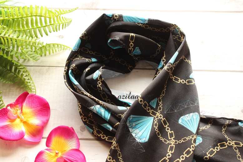 Bling bling diamond print satin scarf