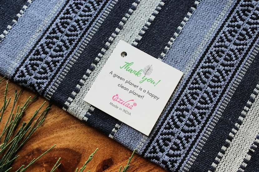 Blue Eco friendly Cotton handloom handmade runner
