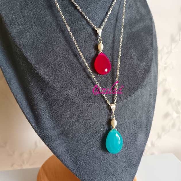 Blue Gemstone Sterling Silver Gemstone pearl Pendant