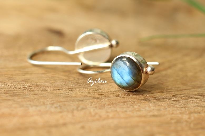 Blue Labradorite gemstone sterling silver earrings