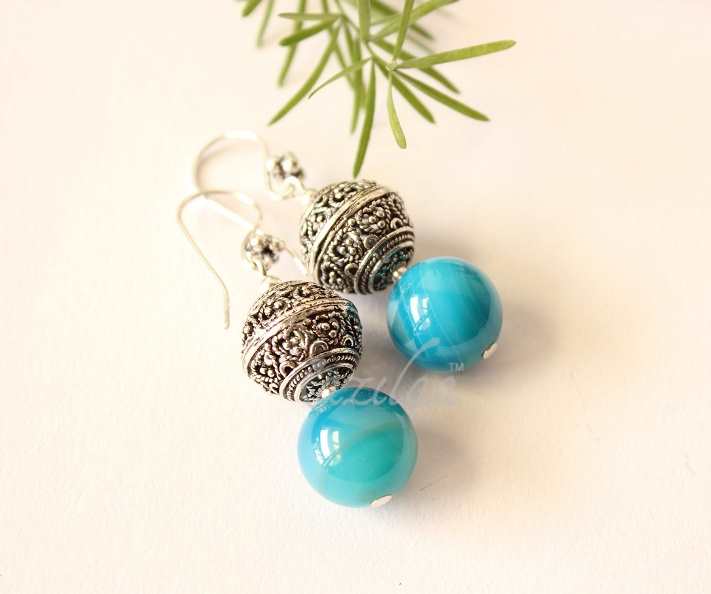 Blue gemstone beaded handmade necklace set