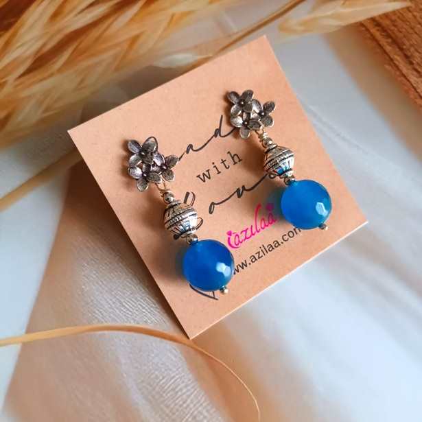  Blue gemstone beaded handmade necklace set