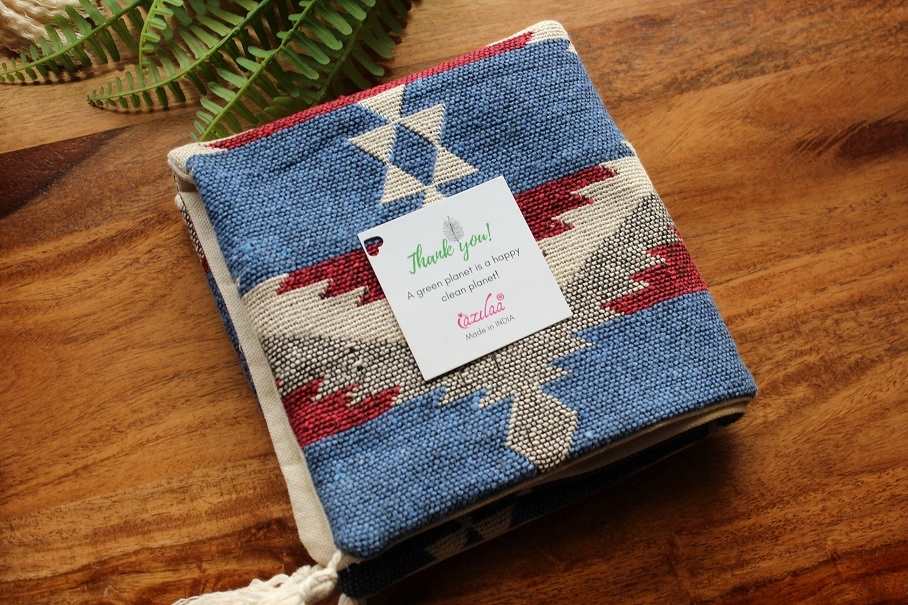 Blue  maroon Geometric handloom handmade cushion covers