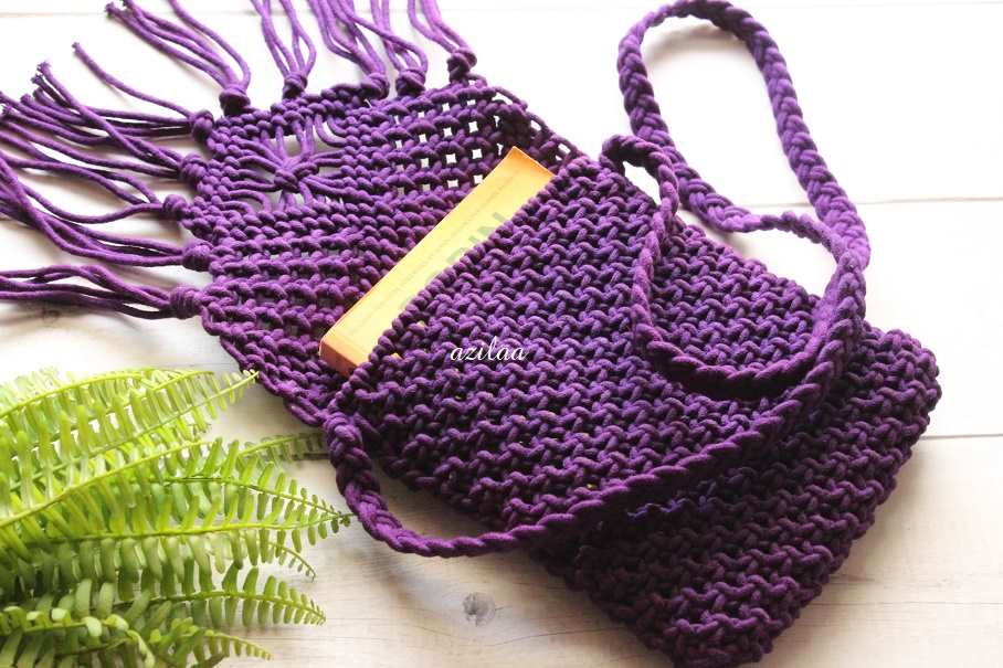 Boho Eco friendly Purple macrame handmade sling bag 1