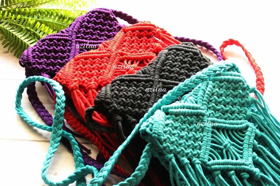 Boho Eco friendly RED macrame handmade sling bag 1