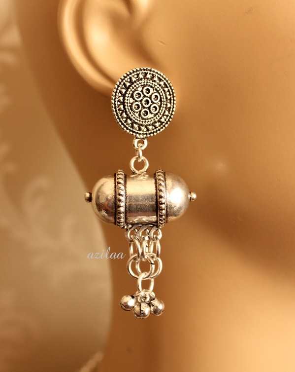 Boho statement Black onyx gemstone necklace earrings set