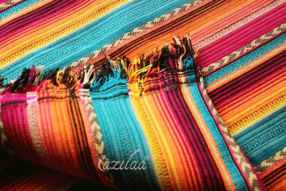 Bright Handloom pink blue woven bed cover single bed 1