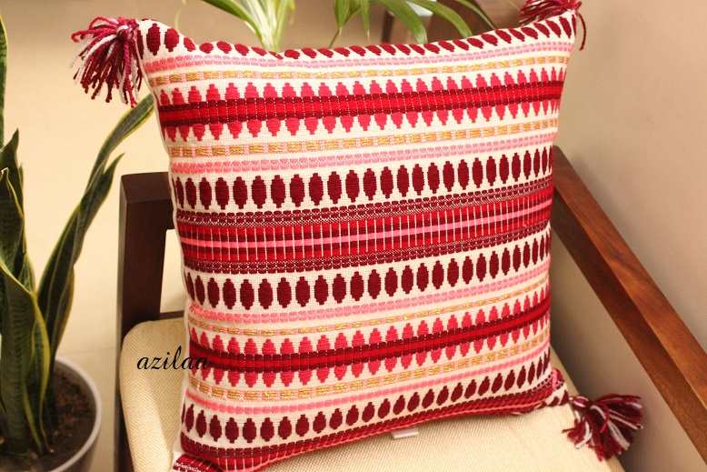 Bright Maroon handloom handmade cushion cover 1