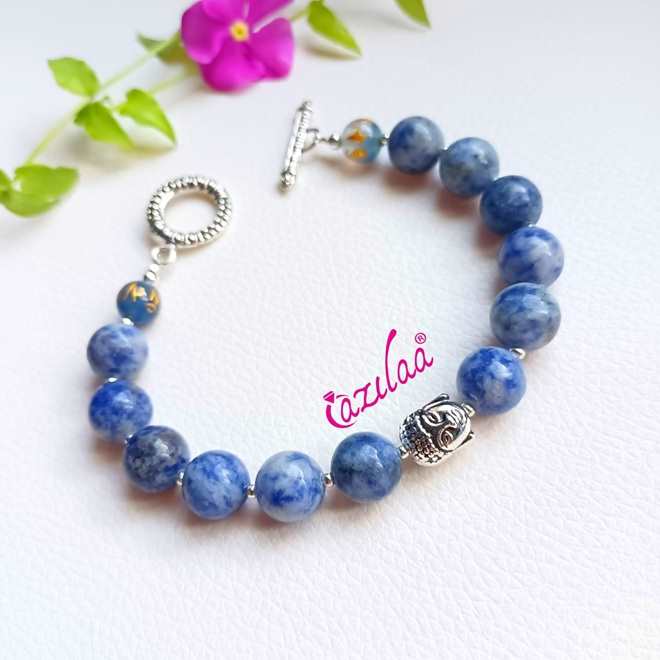Buddha Sodalite mantra gemstone beaded Bracelet
