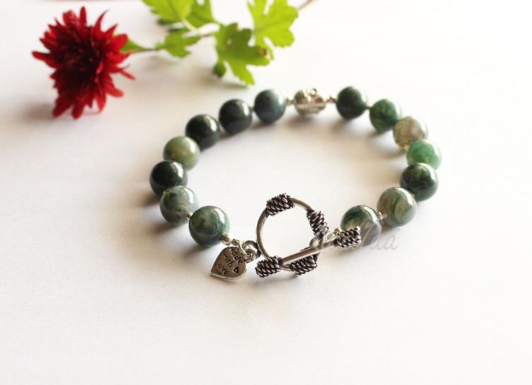 Buddha moss agate healing gemstone beaded Bracelet