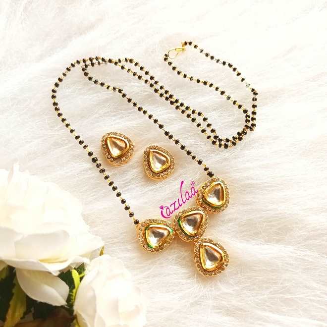 CZ golden Mangalsutra earrings set