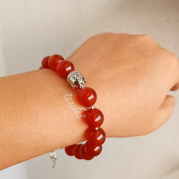Carnelian Buddha mantra gemstone beaded Bracelet 1