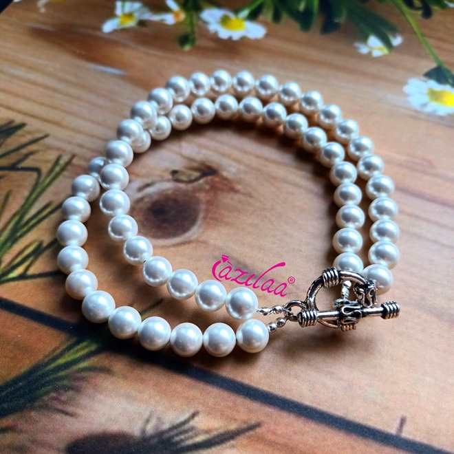 Chic Pearl double layer antique silver bracelet