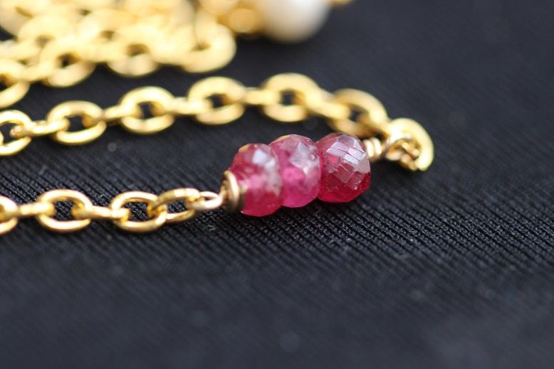 Chic modern Ruby golden  gemstone bracelet