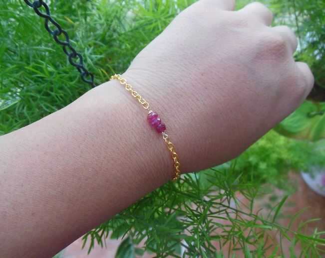 Chic modern Ruby golden  gemstone bracelet