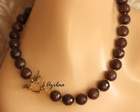 Chocolate brown gemstone artisan handmade necklace set