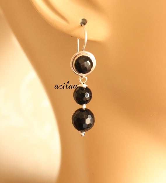 Classic Black onyx drop pendant gemstone necklace set