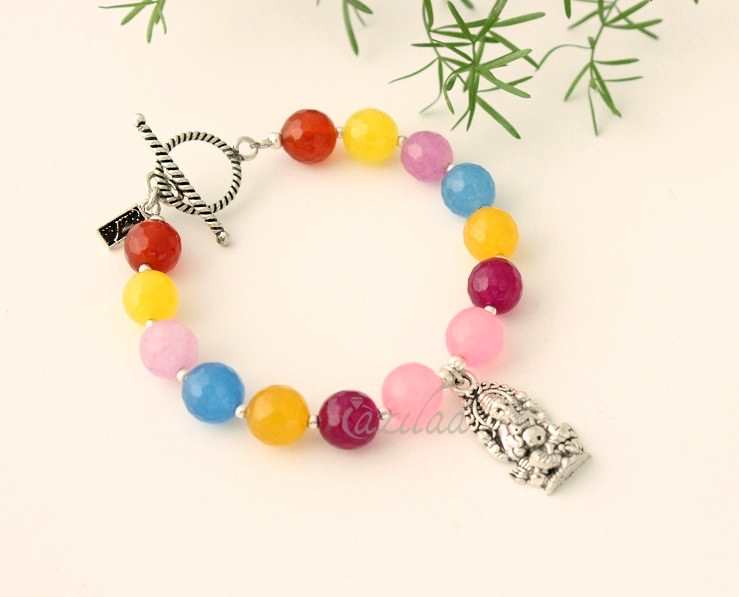 Colorful Ganesha gemstone beaded Bracelet