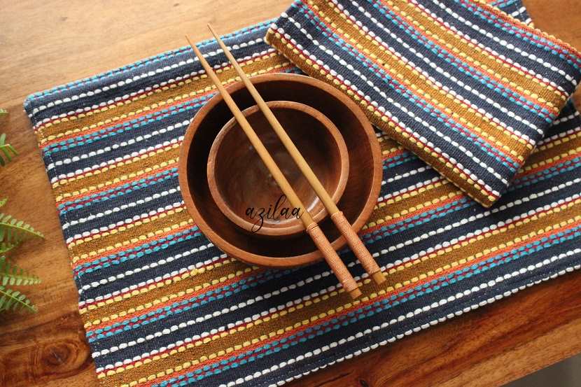 Cotton thread handloom fabric placemat table mats 2 at ₹650 Azilaa