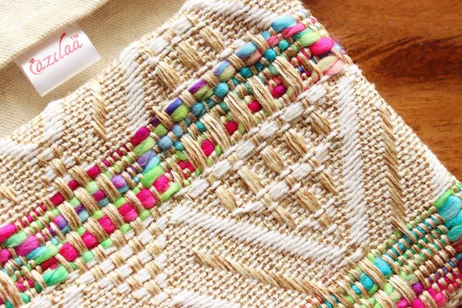 Cream golden multi handloom handmade cushion covers at ?625 Azilaa