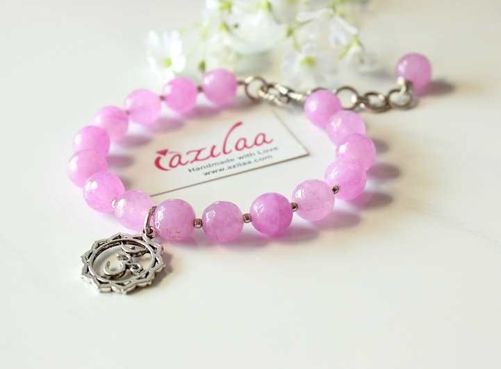 Crown Chakra gemstone beaded silver bracelet