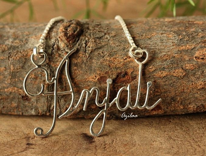 Custom Name sterling silver pendant chain necklace