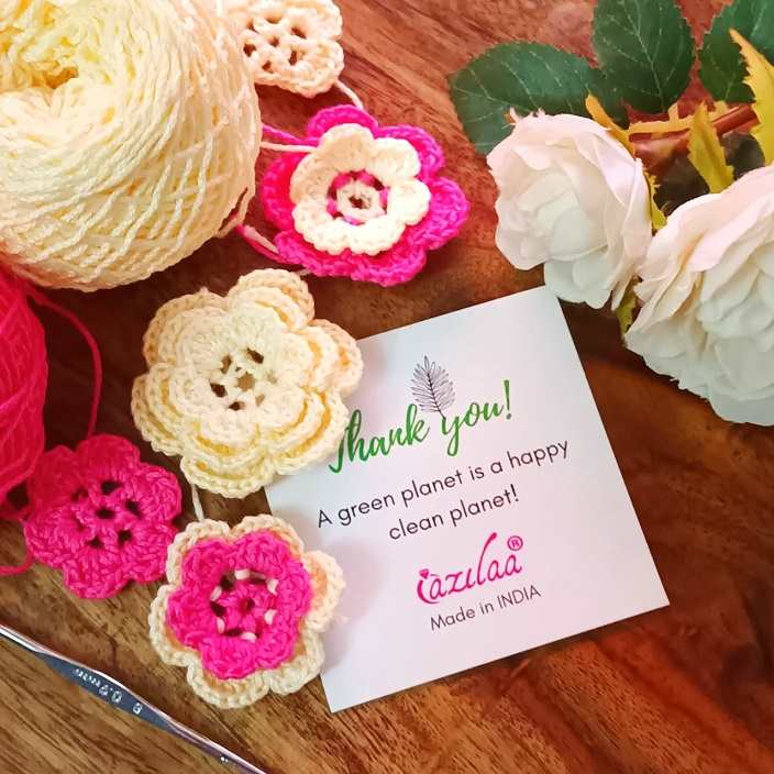 Cute Pink cream handmade crochet flower headband