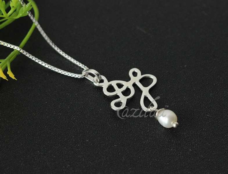 D P Couple intial Sterling silver pearl charm alphabet Pendant