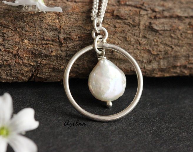 Designer Pearl pendant Gemstone sterling silver handmade Pendant