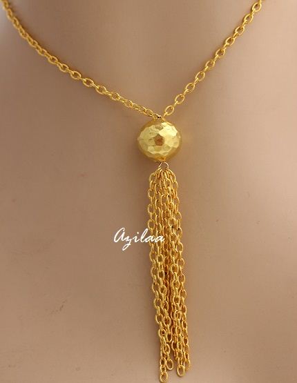 Designer Tassel gold ball necklace 