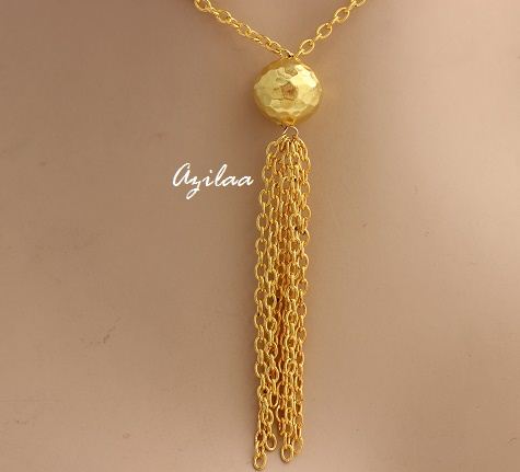 Designer Tassel gold ball necklace 
